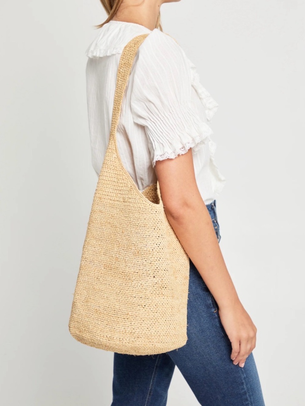 Few Moda Woven Straw Shoulder Bag in Natural